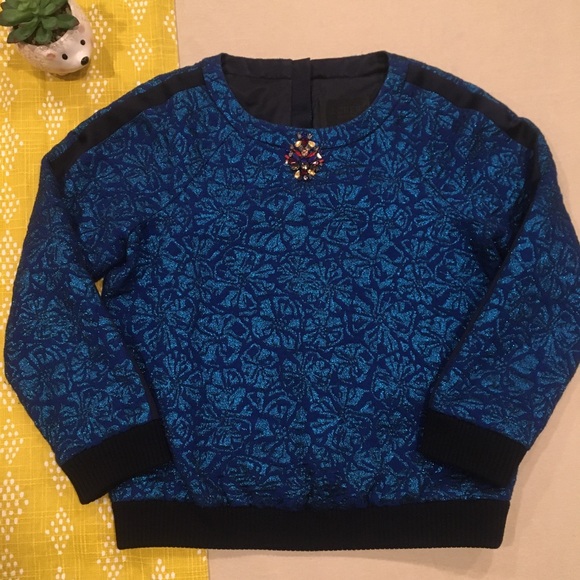 J. Crew Delphinium Jacquard Sweater- 8 - Picture 1 of 8